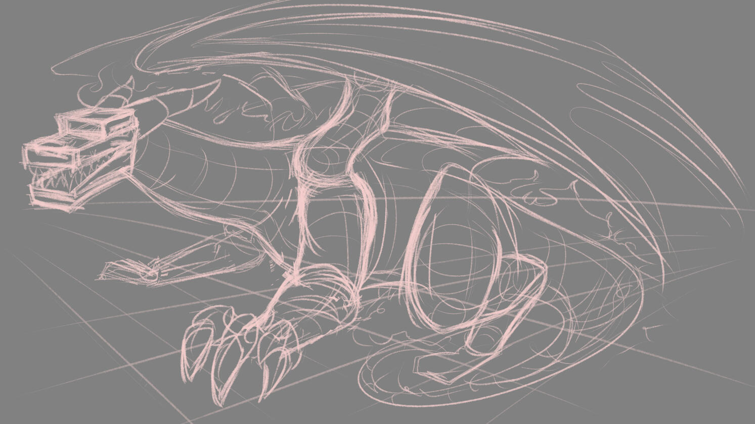 Dragon in Perspective (Sketch)